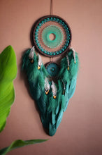 Load image into Gallery viewer, large brown green dream catcher with glass beads
