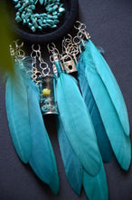 Load image into Gallery viewer, mini black turquoise dream catcher
