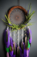 Load image into Gallery viewer, colorful dream catcher on willow ring
