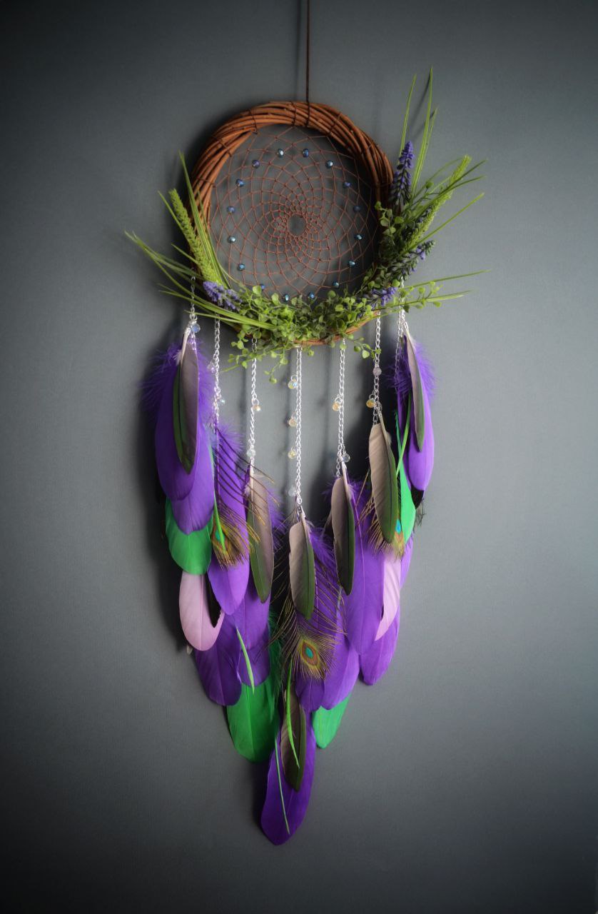 colorful dream catcher on willow ring