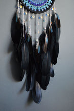 Load image into Gallery viewer, Large Black and Blue Dream Catcher
