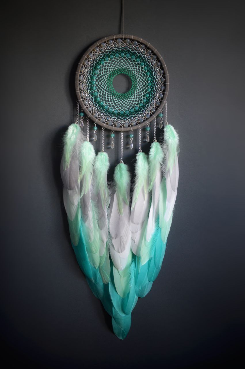 Large Gray Turquoise Dream Catcher