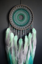 Load image into Gallery viewer, Large Gray Turquoise Dream Catcher
