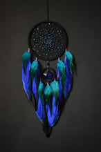 Load image into Gallery viewer, Handmade Blue Black Dream Catcher with Glass Beads
