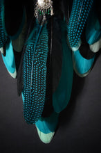 Load image into Gallery viewer, Handmade Dreamcatcher – Turquoise &amp; Black Feathers, Beaded Web, Boho Wall Hangin
