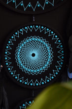 Load image into Gallery viewer, Extra Large Black &amp; Turquoise Dreamcatcher — Handmade Wall Decor Boho style
