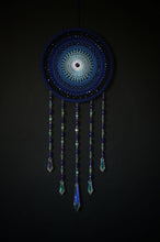 Load image into Gallery viewer, Handmade Blue Mandala Wall Hanging – Glass Crystal Drops – Spiritual Decor – Boh
