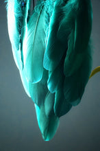 Load image into Gallery viewer, Handmade Turquoise Dreamcatcher with Crystal Center and Teal Feathers Boho Decor
