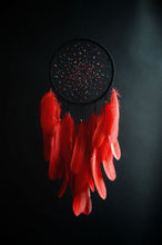 Load image into Gallery viewer, Red Dreamcatcher Wall Decor with Feathers – Handmade Boho Statement Accent
