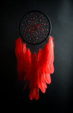 Load image into Gallery viewer, Red Dreamcatcher Wall Decor with Feathers – Handmade Boho Statement Accent

