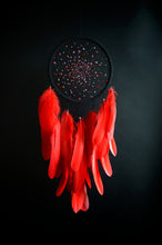Load image into Gallery viewer, Red Dreamcatcher Wall Decor with Feathers – Handmade Boho Statement Accent
