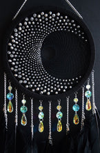 Load image into Gallery viewer, Large Black Dream Catcher with Crystals – Handmade Wall Hanging Boho style
