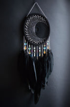 Load image into Gallery viewer, Large Black Dream Catcher with Crystals – Handmade Wall Hanging Boho style
