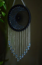 Load image into Gallery viewer, Handmade Black Dream Catcher with Blue Crystal Beads – Boho Celestial Wall Hanging, Modern Spiritual Home Decor
