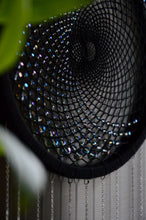 Load image into Gallery viewer, Handmade Black Dream Catcher with Blue Crystal Beads – Boho Celestial Wall Hanging, Modern Spiritual Home Decor
