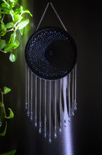 Load image into Gallery viewer, Handmade Black Dream Catcher with Blue Crystal Beads – Boho Celestial Wall Hanging, Modern Spiritual Home Decor
