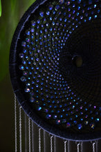 Load image into Gallery viewer, Handmade Black Dream Catcher with Blue Crystal Beads – Boho Celestial Wall Hanging, Modern Spiritual Home Decor
