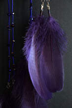 Load image into Gallery viewer, Purple Galaxy Dream Catcher with Beads &amp; Feathers – Handmade Boho Wall Hanging Decor

