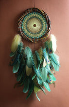 Load image into Gallery viewer, Handmade Peacock Feather Dream Catcher – Boho Wall Decor
