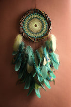 Load image into Gallery viewer, Handmade Peacock Feather Dream Catcher – Boho Wall Decor
