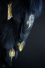 Load image into Gallery viewer, Handmade Black Dream Catcher with Fehu Rune – Gothic Boho Decor
