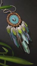 Load and play video in Gallery viewer, Turquoise Dream Catcher with Willow Hoop &amp; Colorful Feathers
