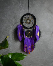 Load image into Gallery viewer, Black purple dream catcher with zodiac sign
