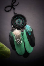 Load image into Gallery viewer, Small black green dream catcher for car
