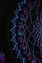 Load image into Gallery viewer, Black purple dream catcher with tiger eye beads
