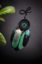 Load image into Gallery viewer, Small black green dream catcher for car
