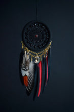 Load image into Gallery viewer, black red dreamcatcher with pheasant feather
