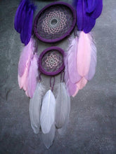 Load image into Gallery viewer, large purple pink dreamcatcher wall hanging
