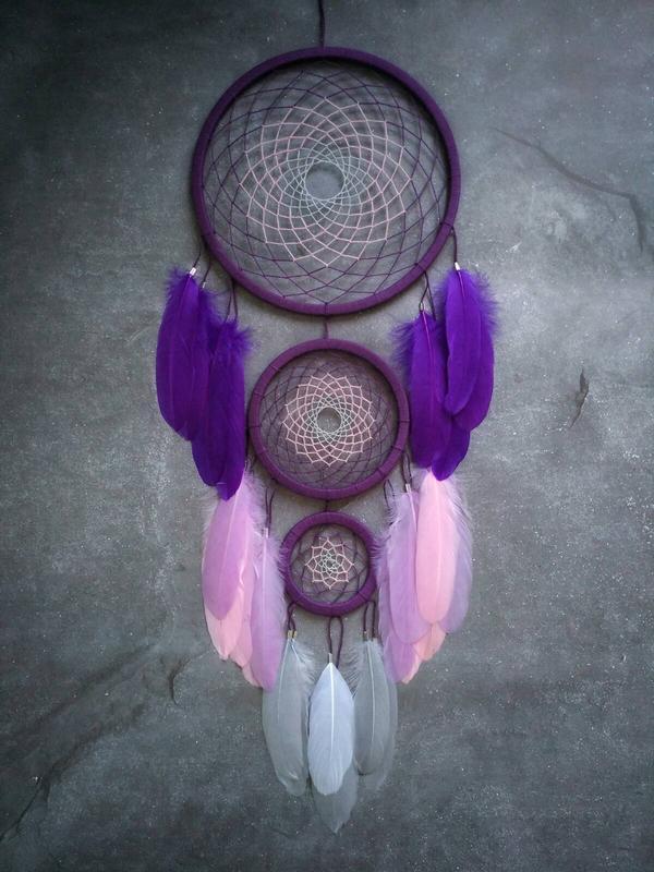 large purple pink dreamcatcher wall hanging