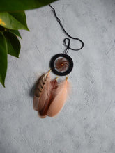 Load image into Gallery viewer, Small black brown dream catcher with natural tiger&#39;s eye stone
