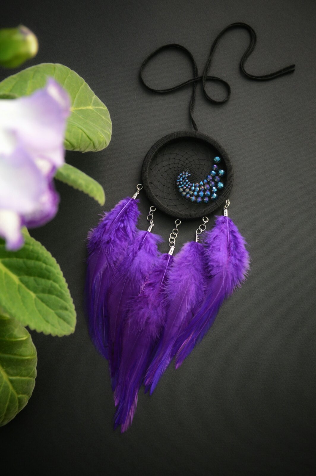 Little purple dreamcatcher with wave ornament