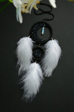 Load image into Gallery viewer, black white dreamcatcher with crescent
