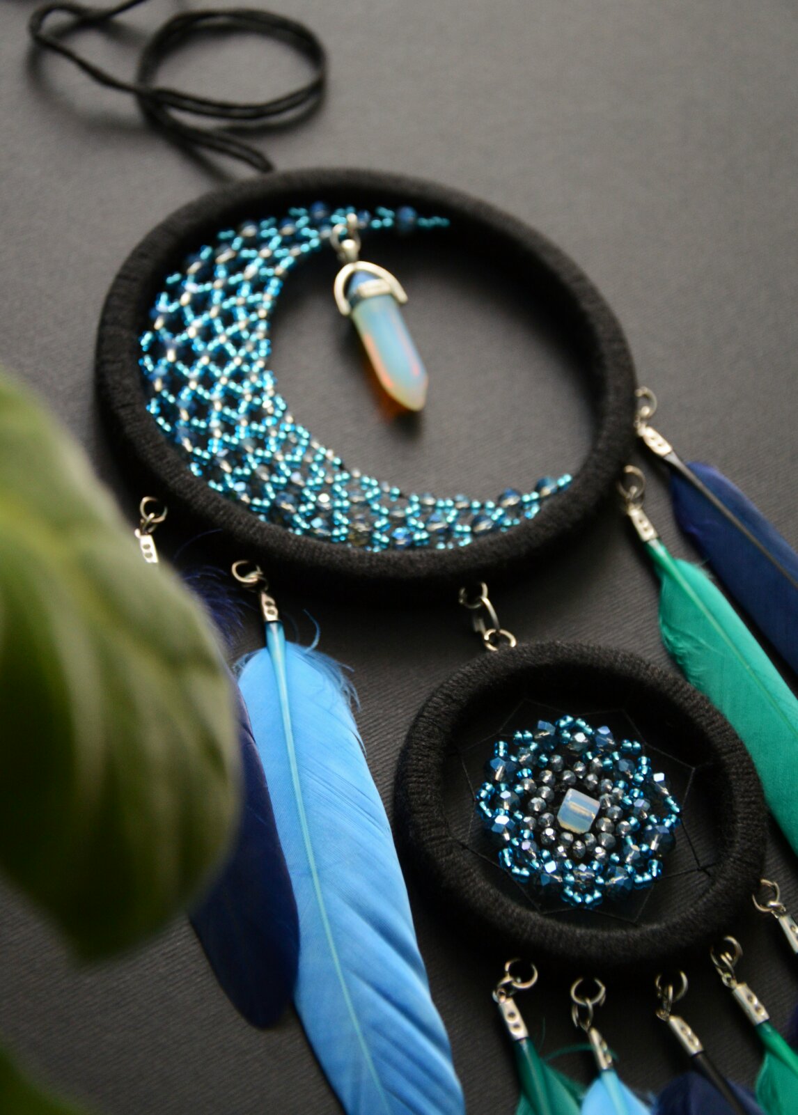 Moonstone dreamcatcher 2024 / leather cord