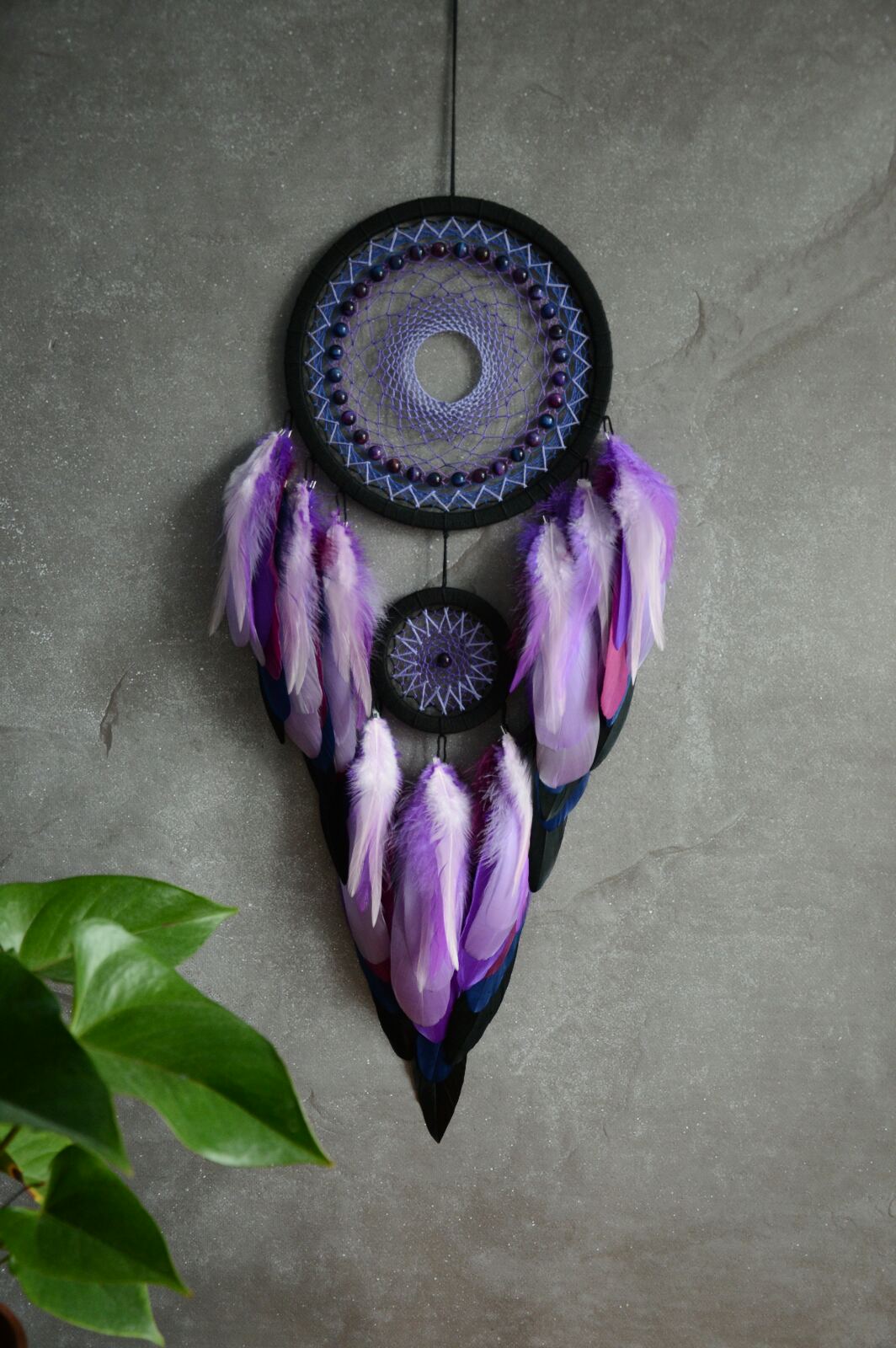 The big purple dreamer with tiger eye beads