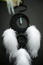 Load image into Gallery viewer, black white dreamcatcher with crescent
