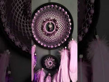 Load and play video in Gallery viewer, large purple dream catcher with amethyst crumb
