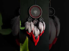 Load and play video in Gallery viewer, large gray red dream catcher
