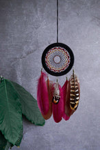 Load image into Gallery viewer, Dark red with brown dream catcher

