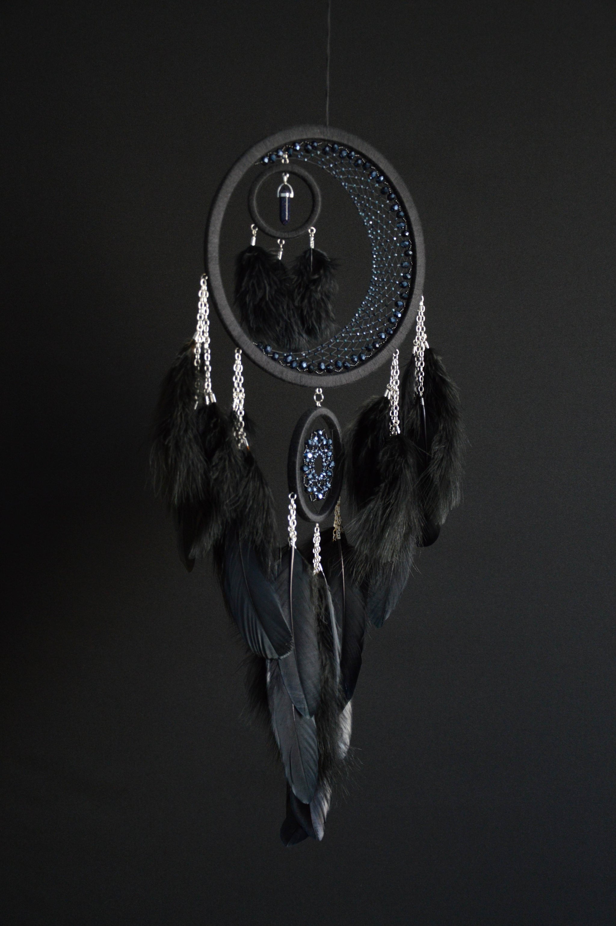 Buy large black handmade dream catcher online | midnight