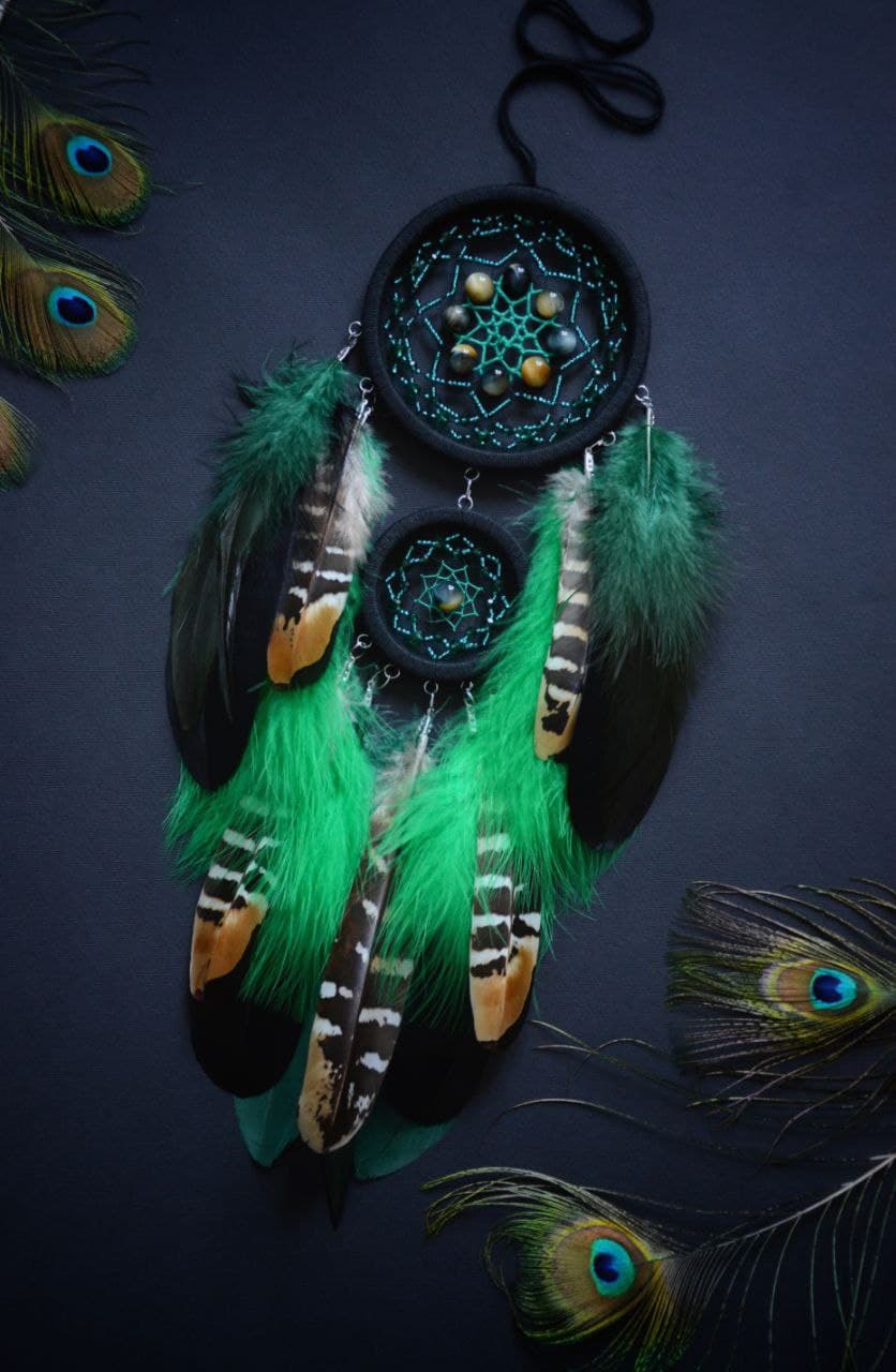 little dream catcher with tiger eye beads