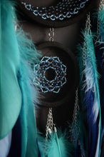Load image into Gallery viewer, Black blue dream catcher with moonstone crystal
