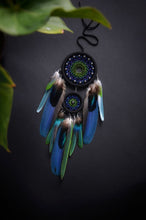 Load image into Gallery viewer, Small colorful dream catcher with parrot feathers
