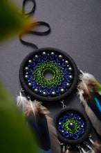 Load image into Gallery viewer, Small colorful dream catcher with parrot feathers
