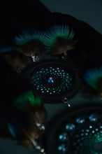 Load image into Gallery viewer, Black dream catcher with peacock feathers
