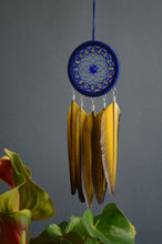 Load image into Gallery viewer, Small Blue and Yellow Dream Catcher
