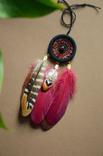 Load image into Gallery viewer, Small red dream catcher for car
